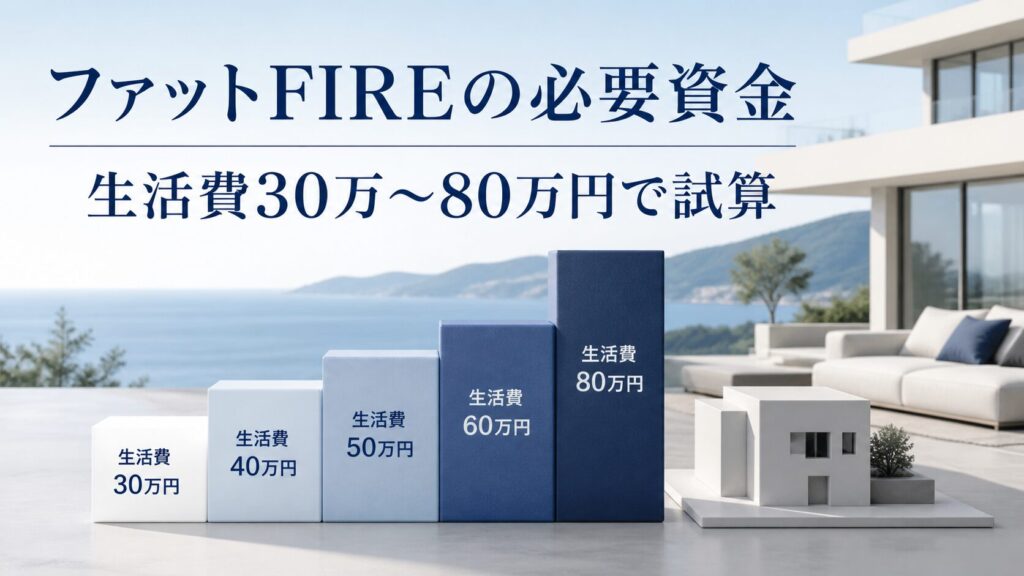 ファットFIREの必要資金を生活費30万円から80万円で試算